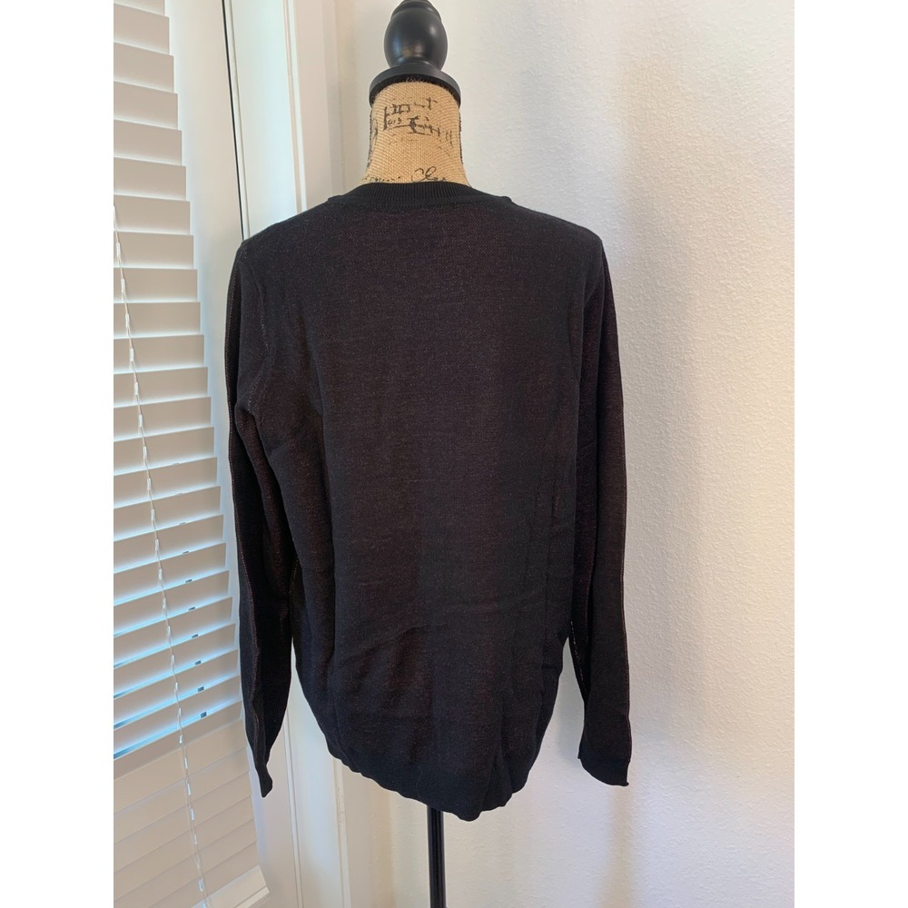 (E-129)Studio Park Reindeer Christmas Sweater Women's Large Black‎ Holiday Knit - Picture 4 of 9